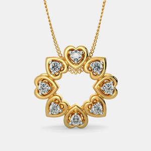 Collar con Colgante de Diamante Cultivado en Laboratorio en Forma de Corona de Corazones de Oro Amarillo de 14K - Product Image 1