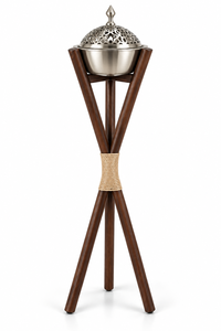 Hand-Made Sandalwood Incense <b>Bakhoor</b> <b>Burner</b> with Wooden Bamboo Tripod Stand Aromatic Diffuser Aromatherapy All-Season Use - Product Image 2