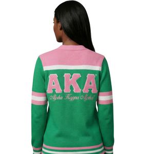 Suéter Cárdigan de Lana Verde Rosa con Bordado de Escudo, Chaqueta de Punto con Botones Delanteros y Diseño de Letras, Moda Casual para Mujer - Product Image 3