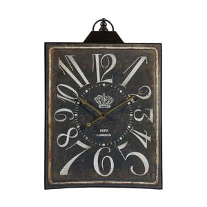 Grande Orologio da Parete Rettangolare Vintage Nero con Numeri Bianchi per Arredamento Casa - Product Image 4