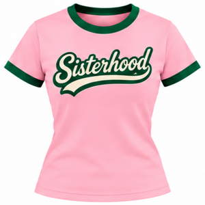   Camiseta informal de manga corta con cuello redondo y diseño gráfico de Sisterhood Pink Ladies, cómoda camiseta inspirada en la hermandad para el día a día - Product Image 1