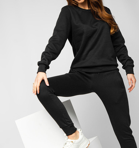 Survêtements en molleton streetwear coupe classique OEM/ODM de haute qualité pour femme, ensemble décontracté 2 pièces uni vintage pour l'hiver - Product Image 6
