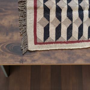 Alfombra Durrie de Lana Hecha a Mano, Negra y con Patrón Abstracto Natural, Ecológica, de Pelo Corto y Tejido Plano, para Sala de Estar y Dormitorio - Product Image 3