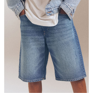 Nouveaux shorts en jean imprimés délavés de qualité supérieure 2026 respirants pour homme, personnalisables, en denim vieilli et élégant - Product Image 2