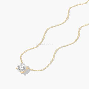 Collier pendentif solitaire en diamant de laboratoire taille brillant rond certifié IGI, or 14 carats, classique, solitaire flottant à 4 griffes - Product Image 5