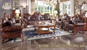 Juego de sofá de sala de dibujo de madera de teca de calidad superior Diseño clásico Muebles de sala de estar de 8 plazas Juego de sofá de 8 plazas de estilo europeo - Product Image 5