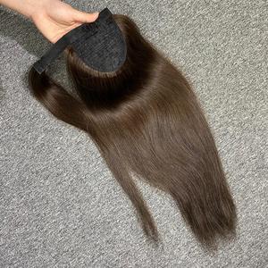 Vente en gros 100% cheveux humains queues de poney Extension de cheveux Double dessiné naturel droit toutes couleurs enveloppant cordon queue de cheval cheveux - Product Image 4