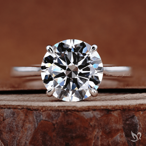 Bague de fiançailles solitaire de luxe tendance en or blanc 10 carats avec diamant de laboratoire rond de 3 carats certifié IGI - Product Image 1