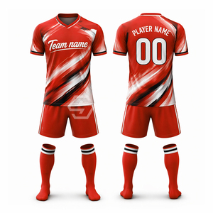 Maillot de football personnalisé 100% polyester sublimé, col en V, manches courtes, numéros d'équipe, nom d'équipe, évacuation de l'humidité, respirant - Product Image 3