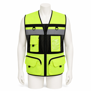 Gilet de sécurité haute visibilité multi-poches, vêtements de travail de construction, gilet utilitaire réfléchissant en maille pour la sécurité routière industrielle - Product Image 1