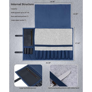 Organisateur de couteaux de chef en cuir et toile, étui de rangement professionnel pour la cuisine, étui de voyage pour outils, haute qualité LCKR-0032 - Product Image 2