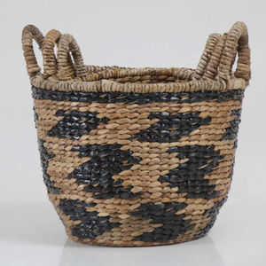 Ensemble de 3 paniers ronds en jacinthe d'eau avec poignées, paniers de rangement faits à la main, vente en gros, écologiques, fabriqués au Vietnam - Product Image 6