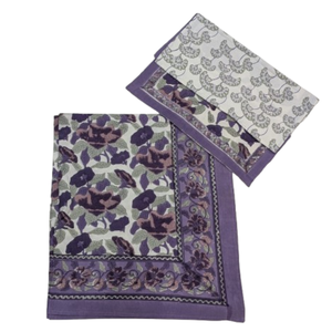 Parure de draps de mariage classique faite à la main à Jaipur, imprimée au bloc, motifs floraux complexes, écologique, 3 pièces, taille King, 100% coton, 200 fils/cm² - Product Image 1