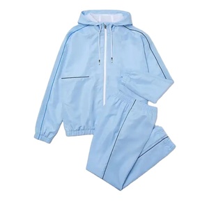 Conjunto Deportivo de Invierno para Hombre, Diseño Personalizado, Estilo Casual, Color Negro, Chaqueta Cortavientos Lisa con Rayas, Pantalones Deportivos para Correr, en Venta - Product Image 1