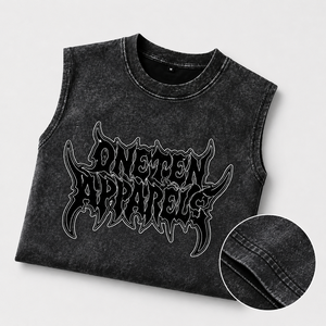 Camiseta sin mangas negra con logo personalizado, cuello redondo, transpirable, diseño gótico lavado, corte oversize para hombre, 100% algodón jersey - Product Image 3