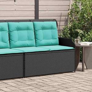 Banco de Jardín de Mimbre Sintético con Cojín, 4 Plazas, Muebles de Patio para Exteriores, Estilo Moderno y Contemporáneo - Product Image 3