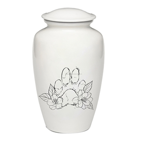 Urna para mascotas de estilo americano de 7 pulgadas de alta calidad, Memorial funerario clásico brillante blanco con logotipo de gato bonito, precio de fábrica - Product Image 2