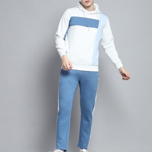 Conjunto de Sudadera con Cuello Redondo y Bloques de Color para Niños, Azul y Blanco, Chándal Informal de Manga Corta con Bolsillos Laterales, Ropa Ligera para Verano - Product Image 4
