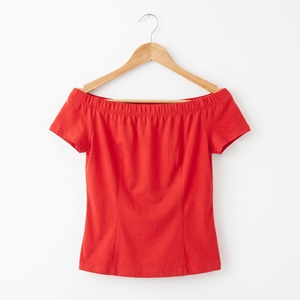 Women's Summer Slim Fit Breathable Cotton Jersey Bardot <b>Off</b>-<b>Shoulder</b> <b>Top</b> Elasticated Neckline Casual OEM ODM Wholesale Custom - Product Image 1