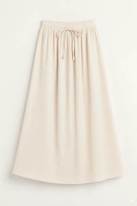 Wholesale Women’s Ribbed Knit Midi <b>Skirt</b> <b>Elastic</b> Waist with Drawstring, Soft Touch Comfortable Fabric Summer Fashion Brands - Product Image 2