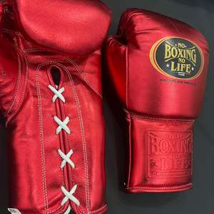 No Boxing No Life Gants de boxe professionnels en cuir de vachette à lacets, rembourrage épais à 4 couches, doigts entièrement protégés, évacuation de l'humidité - Product Image 2