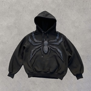 Sweat-shirt Homme Vintage Patchwork 100% Coton Zippé Oversize Imprimé Animal Streetwear Survêtement Épais Y2K Court Délavé - Product Image 1