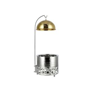 Plat à chafing en acier inoxydable doré martelé avec couvercle, chauffe-plat rond de luxe pour soupes et buffets, avec support suspendu, idéal pour les mariages au Moyen-Orient et au Golfe - Product Image 1