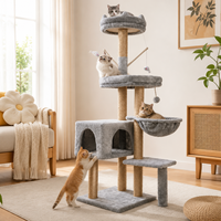 Arbre à chat moderne en peluche avec condo et poteaux en sisal – Vente en gros