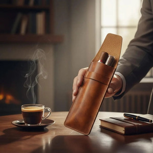 Porte-cigares en cuir de luxe avec coupe-cigares intégré, organiseur élégant pour les voyages, les réunions d'affaires et les cigares, à vendre - Product Image 1