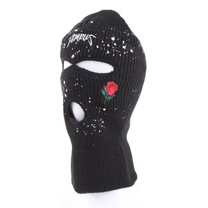 Cagoule de ski intégrale personnalisée avec logo brodé, masque tricoté 3 trous style rappeur/bandit pour l'hiver - Product Image 2