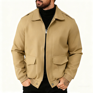 Polyester Breathable Turn-<b>down</b> Collar Zip Front Flap Pocket Men's Jacket Casual Lightweight Utility Outdoor Coat Autumn Self - Product Image 6
