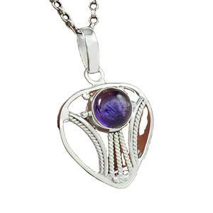 Améthyste violette naturelle en argent sterling 925 Style classique Boho pendentif février pierre de naissance bijoux prix d'usine direct - Product Image 1