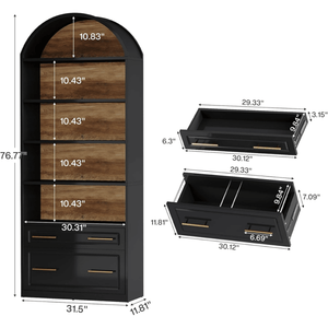 Libreria Alta dal Design Francese Moderno per Casa e Hotel, in Rattan e Pannelli di Legno, Arredamento per Soggiorno e Uso in Supermercato - Product Image 6