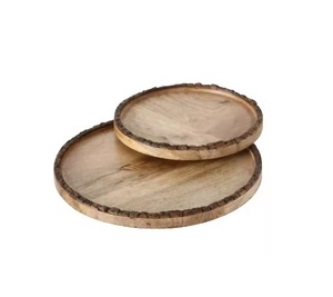 Assiettes Rondes Solides en Bois d'Acacia Naturel Incassable pour Hôtels – Vaisselle de Dîner et Service Pizza/Steak – Vente en Gros - Product Image 4