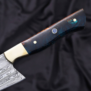 Nuevo Cuchillo Afilado para Cortar Carne de Res, de Acero de Damasco y Cobre, con Mango de Resina Deslumbrante, Ideal para Camping y Caza, Más de 12 Pulgadas - Product Image 2