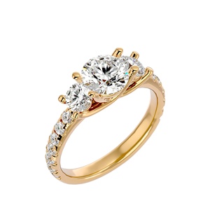 Anillo de Oro Amarillo, Rosa y Blanco Sólido de 14K con Diamante Cultivado en Laboratorio de 1.5 CT, Certificado IGI, Joyería Fina de Lujo, Diseño de Autor, Aniversario - Product Image 1