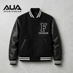 Chaqueta Varsity Verde de PU para Hombre, con Logotipo Bordado de la República de California, Cuello Camisero, Ropa Casual de Otoño - Product Image 3