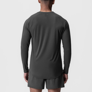 เสื้อยืดออกกำลังกายแขนยาวทรงโอเวอร์ไซส์ ดีไซน์ใหม่ ผ้าฝ้าย 95% ผสมอีลาสเทน 5% สำหรับผู้ชาย เสื้อยืดกีฬา - Product Image 4