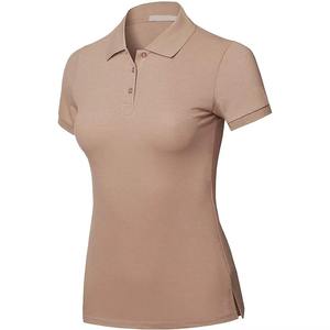 เสื้อโปโลสีเบจสำหรับผู้หญิง แขนสั้น สีพื้น สไตล์ลำลอง ความยาวปกติ ผ้าทอ - Product Image 2