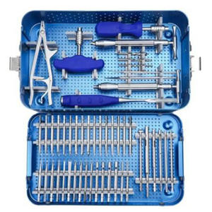 Juego de instrumentos quirúrgicos para traumatismos con pinzas de sujeción ósea, placas, tornillos, taladros, machos de roscar y kit para fragmentos pequeños de Surgiright Instrument - Product Image 1