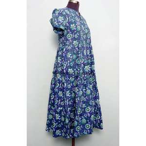 Vestido maxi con estampado floral, cuello en V, de algodón, para fiesta, estilo bohemio, talla grande, para mujer, de fabricante y exportador indio. - Product Image 4