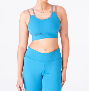 Custom Logo Women's Yoga Set Seamless Ribbed Long Sleeve Crop <b>Top</b> and High Waisted Leggings Two Piece Gym Fitness Outfit - Product Image 6