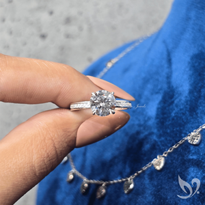 2 carat round cut lab grown diamond IGI certified bold channel pave band 10k white gold <b>statement</b> <b>ring</b> - Product Image 5