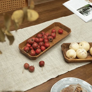 Bandeja Ovalada de Madera Maciza para Servir |   Bandeja Decorativa para Café, Té y Aperitivos, Tallada a Mano en Madera de Acacia |   Bandeja de Exhibición de Madera Rústica Vintage - Product Image 4