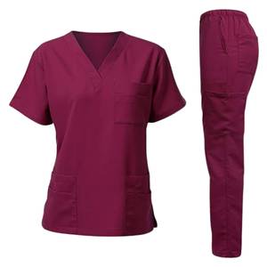 Women's Black <b>Scrub</b> <b>Set</b> with Pockets Hospital Uniform Jersey Fabric Cotton Polyester Woven Pants and Top - Product Image 4