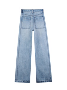 Venta al por mayor: Pantalones vaqueros de mezclilla de cintura alta, anchos, transpirables, estilo casual, vintage, para mujer. - Product Image 3