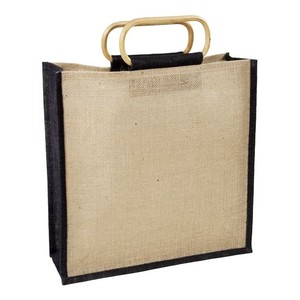 Sac fourre-tout en jute pour supermarché et épicerie, motif à pois, taille moyenne, avec poignée longue, idéal pour les marchés fermiers - Product Image 5