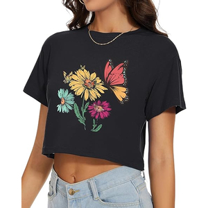 Camiseta Corta Oversize para Mujer, de Algodón, Corte Holgado, Manga Corta, Lisa, Estilo Casual Urbano, Top de Verano, Impresión Personalizada - Product Image 4