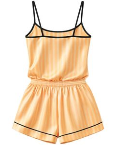 Customized Peach Satin Women Pajama Set Silk Sleepwear <b>Spaghetti</b> <b>Strap</b> Cami And Shorts Soft Luxury Nightwear Summer Lounge Set - Product Image 3
