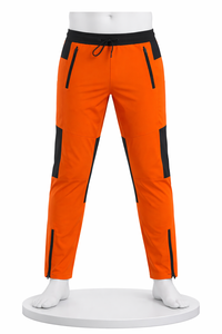 <b>Men</b>’s Orange Sports Track Pants – Quick Dry <b>Stretch</b> Joggers with Zipper Pockets, Slim Fit Training Gym Trousers Custom Logo OEM - Product Image 6